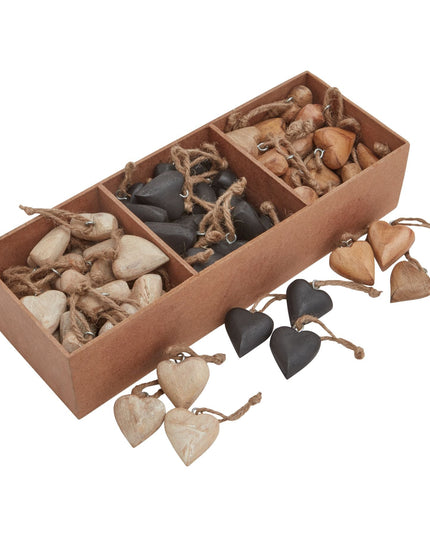 Pack Of 90 Wooden Heart Hanging Decorations