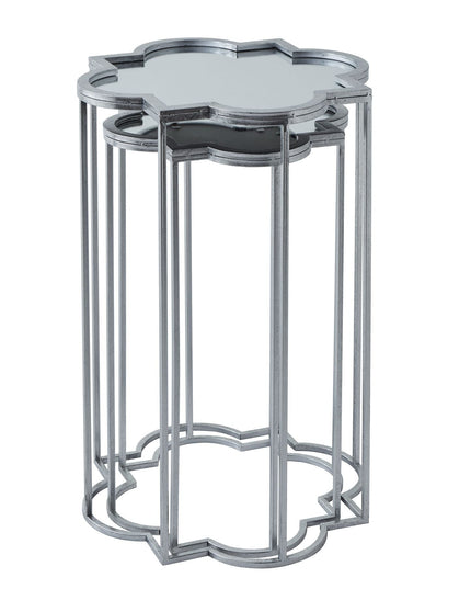 Quarter Foil Mirrored Set Of Two Side Tables