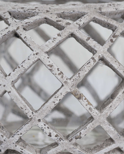 Round Ceramic Lattice Hurricane Lantern