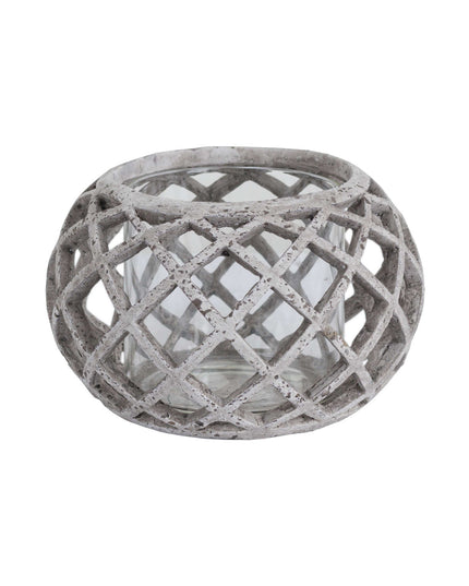 Round Ceramic Lattice Hurricane Lantern