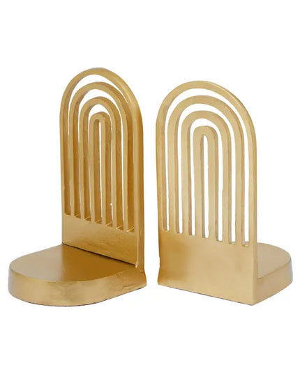 Rubi Set Of Two Gold Finish Arched Bookends