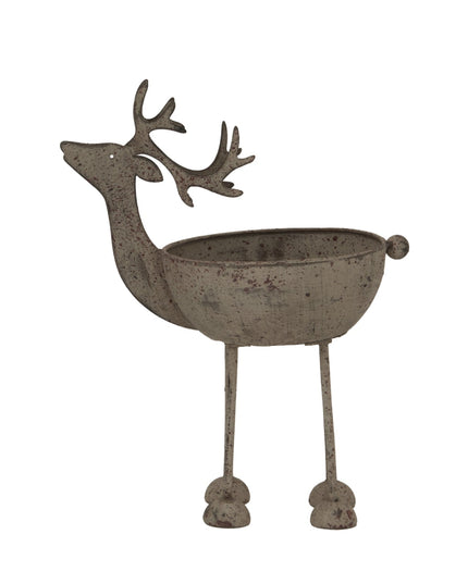 Rustic Metal Reindeer Bowl