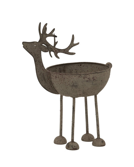 Rustic Metal Reindeer Bowl