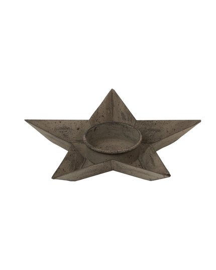 Rustic Metal Star Tealight With Glass Votive