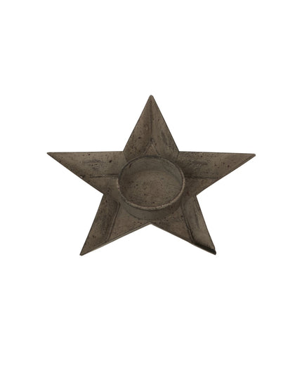 Rustic Metal Star Tealight With Glass Votive