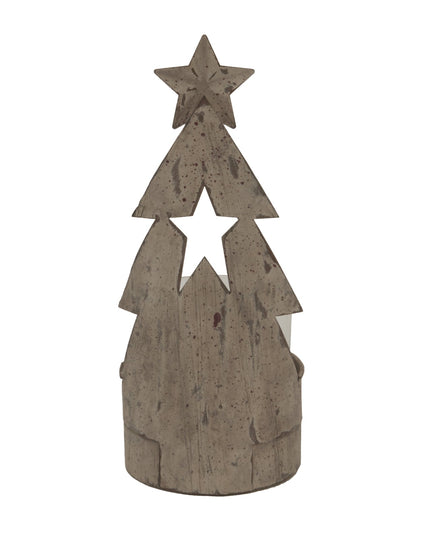 Rustic Metal Tree Candle Holder With Stars