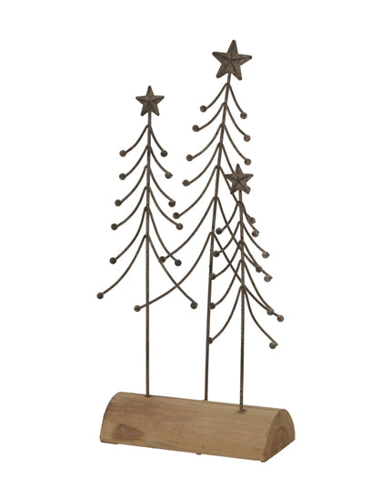 Rustic Metal Trio Of Trees On Stand