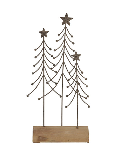 Rustic Metal Trio Of Trees On Stand