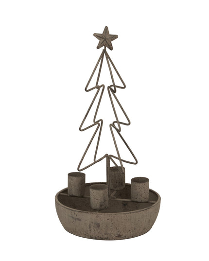 Rustic Outline Tree And Star Candle Holders