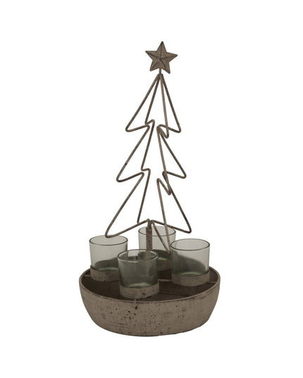 Rustic Outline Tree And Star With Four Glass Votives