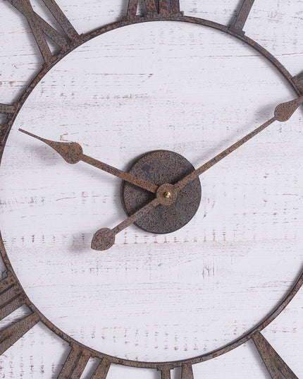 Rustic Wooden Clock With Aged Numerals And Hands