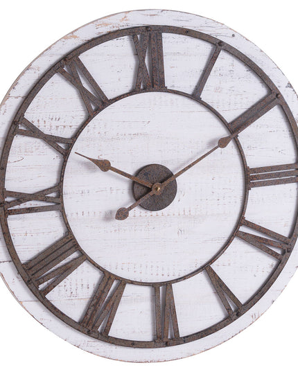 Rustic Wooden Clock With Aged Numerals And Hands