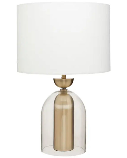 Sellis 55.5cm Glass And Brass Finish Table Lamp With White Shade