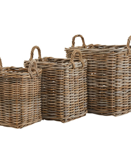 Set of 3 Kubu Rattan Square Storage Baskets