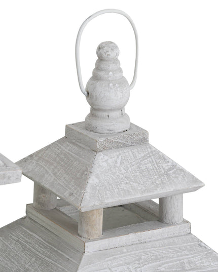 Set Of 3 White Window Style Lanterns With Open Top
