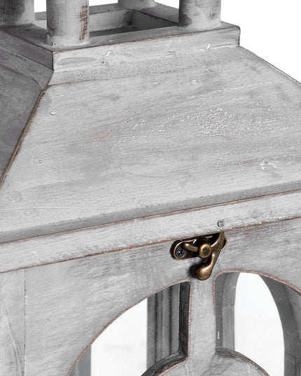 Set Of Three Wooden Lanterns With Archway Design