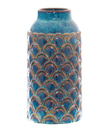 Seville Collection Large Indigo Scalloped Vase