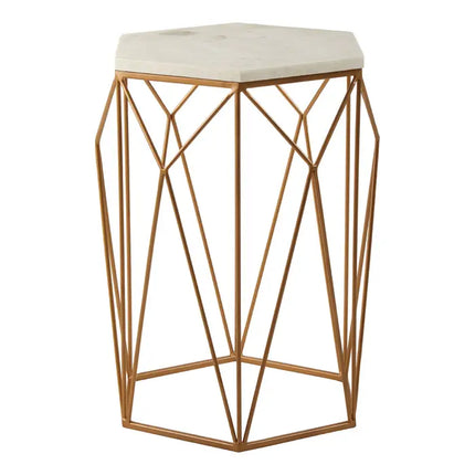 Shalimar Marble top Side Table With Geometric Base