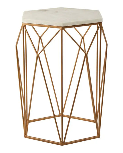 Shalimar Marble top Side Table With Geometric Base