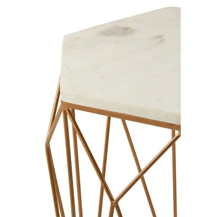 Shalimar Marble top Side Table With Geometric Base