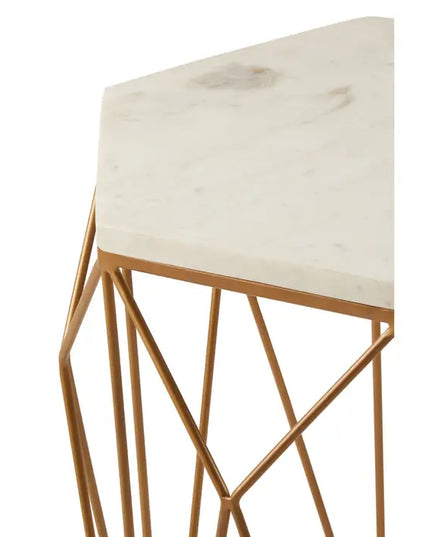 Shalimar Marble top Side Table With Geometric Base