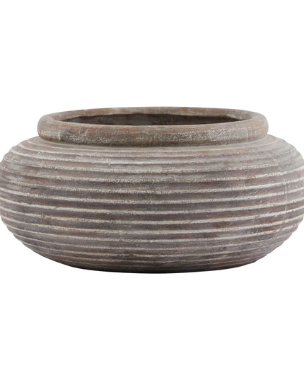 Siena Brown Round Ribbed Planter