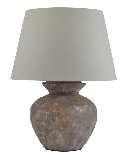 Siena Brown  Round Table Lamp With Linen Shade