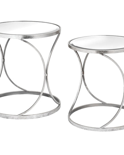 Silver Curved Design Set Of 2 Side Tables