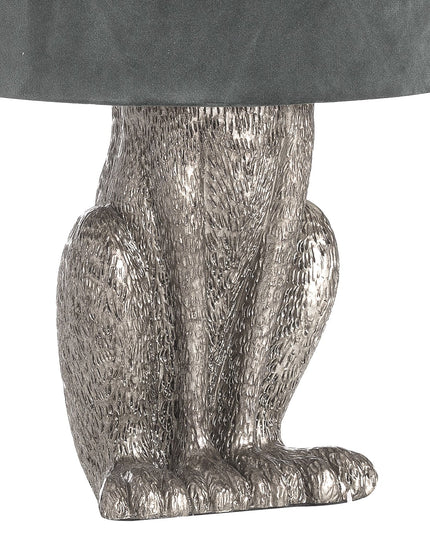 Silver Hare Table Lamp With Grey Velvet Shade
