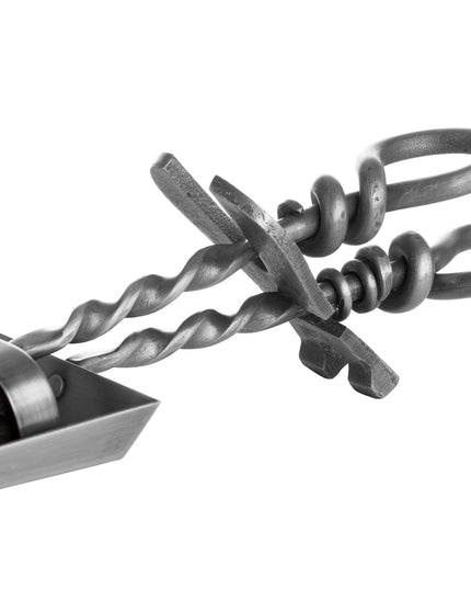Silver Hearth Tidy Set With Hand Turned Loop Handle
