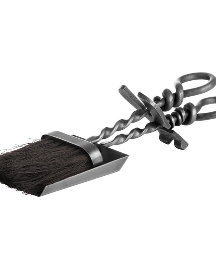 Silver Hearth Tidy Set With Hand Turned Loop Handle