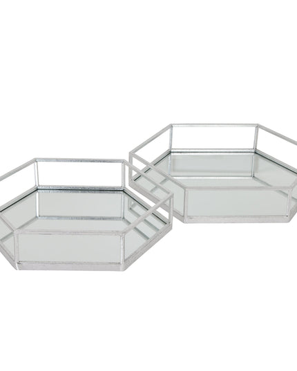 Silver Hexagon Set Of Two Trays