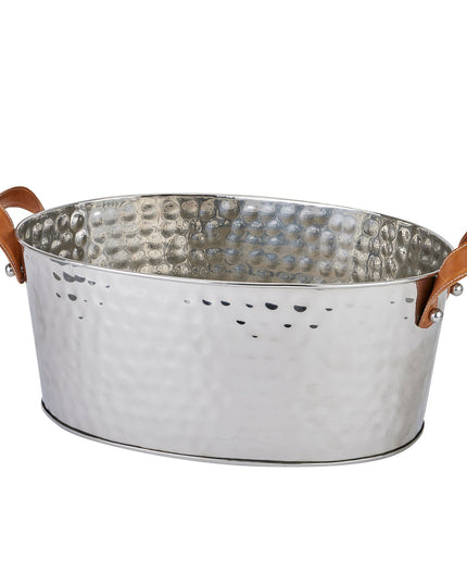 Silver Large Leather Handled Champagne Cooler