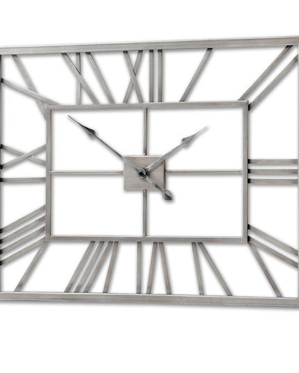 Silver Rectangular Skeleton Wall Clock