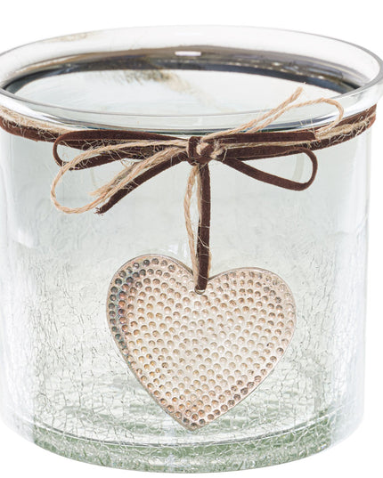 Smoked Midnight Crackled Heart Candle Holder