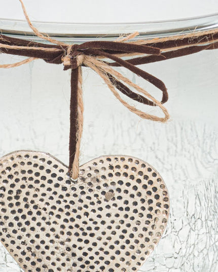 Smoked Midnight Crackled Heart Large Candle Holder