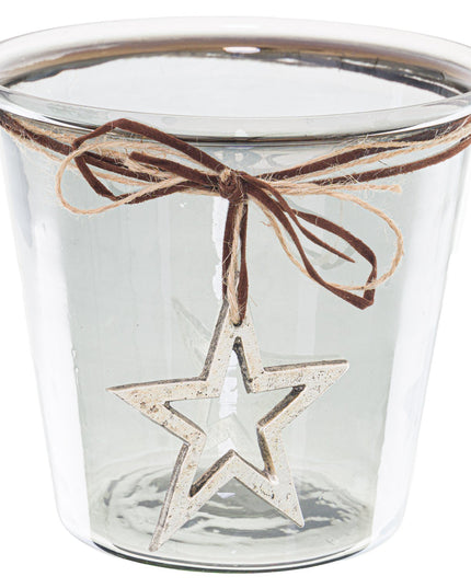Smoked Midnight Hammered Star Large Candle Holder