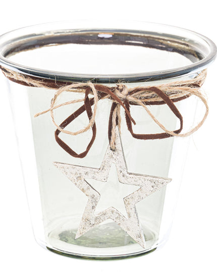 Smoked Midnight Hammered Star Medium Candle Holder