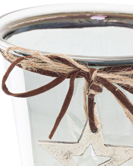 Smoked Midnight Hammered Star Small Candle Holder