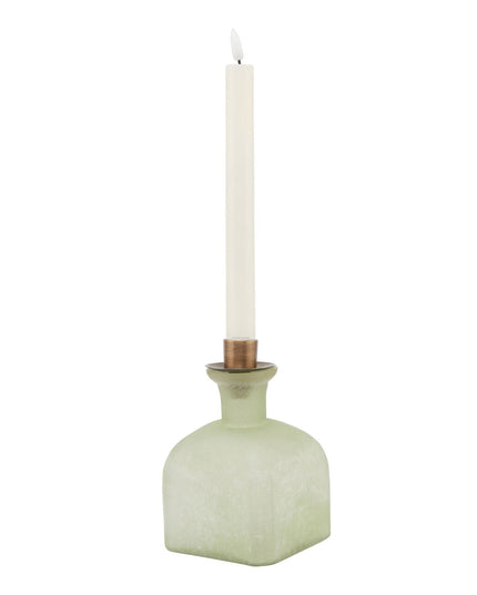 Smoked Sage and Aged Brass Candle Holder Vase