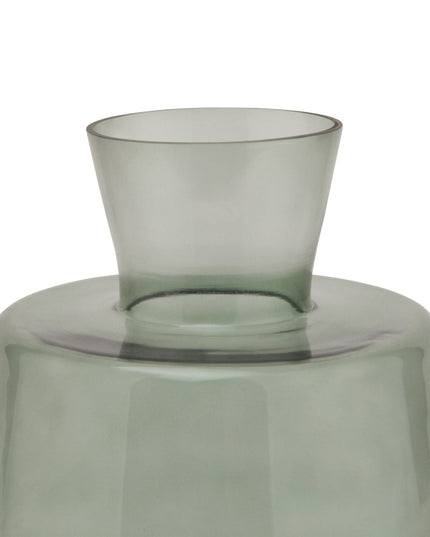 Smoked Sage Glass Ellipse Vase
