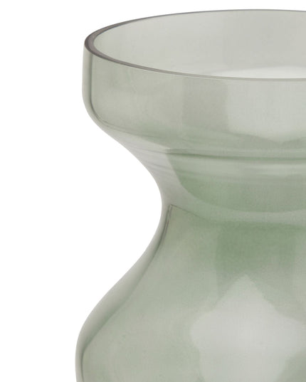 Smoked Sage Glass  Fluted Vase