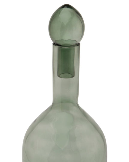 Smoked Sage Glass  Tall Bottle With Stopper
