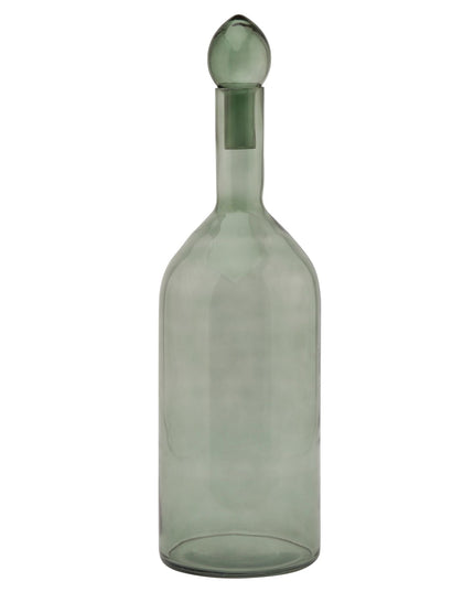 Smoked Sage Glass  Tall Bottle With Stopper
