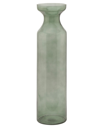 Smoked Sage Glass Tall Fluted Vase