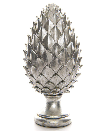 Tall Large Silver Pinecone Finial
