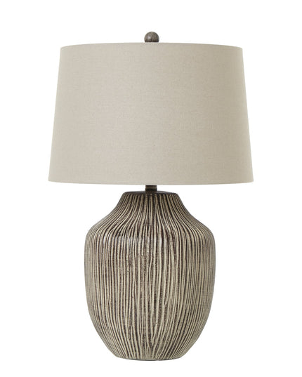 Textured Table Lamp With Linen Shade