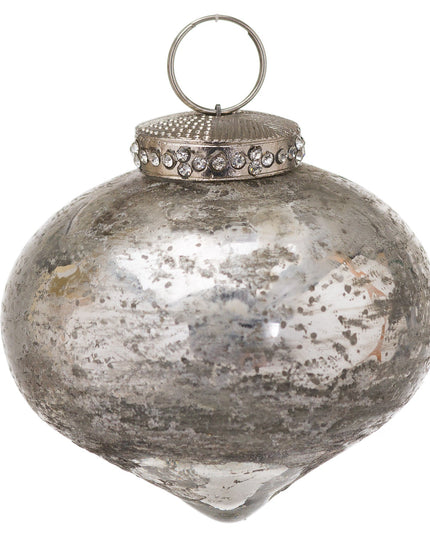 The Noel Collection Silver Christmas Teardrop Bauble