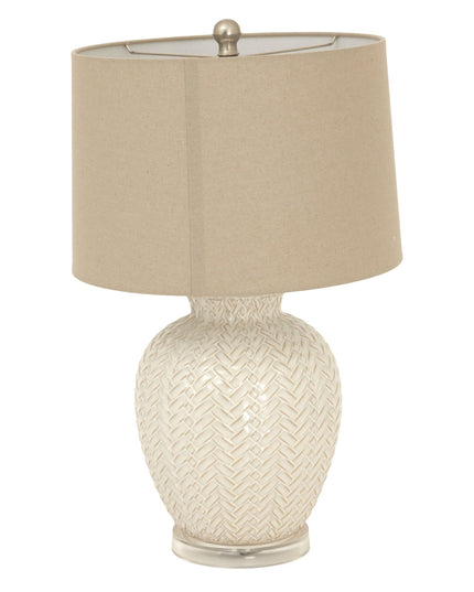Twill Weave Ceramic Table Lamp With Linen Shade