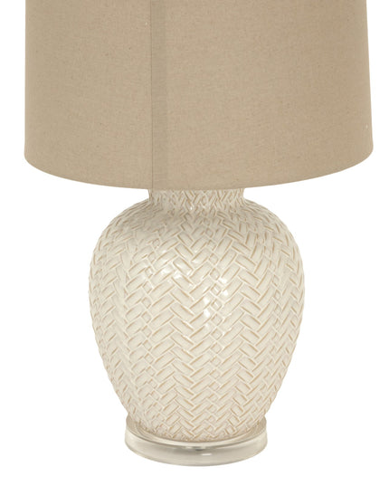 Twill Weave Ceramic Table Lamp With Linen Shade